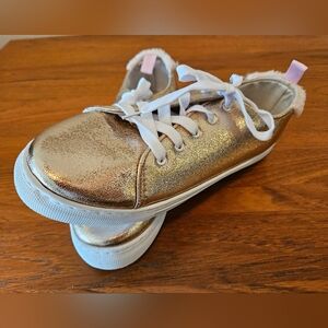 New metallic rose gold pink fur shoes. 11